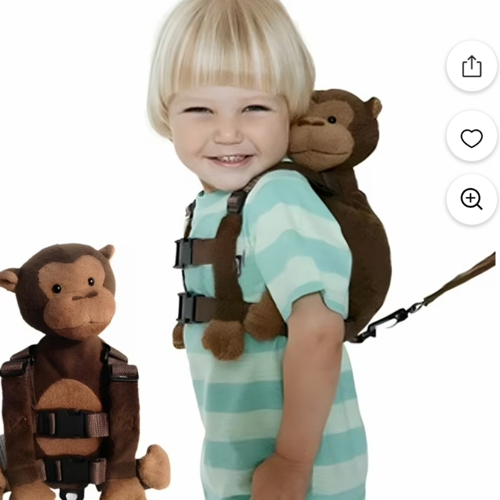 Eddie Bauer Brown Monkey Plush Harness Backpack with Safety Leash